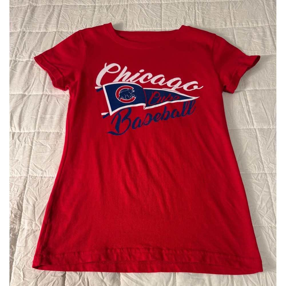 MLB Chicago Cubs‎ Baseball Graphic Tee Red T-Shirt Kids Size L